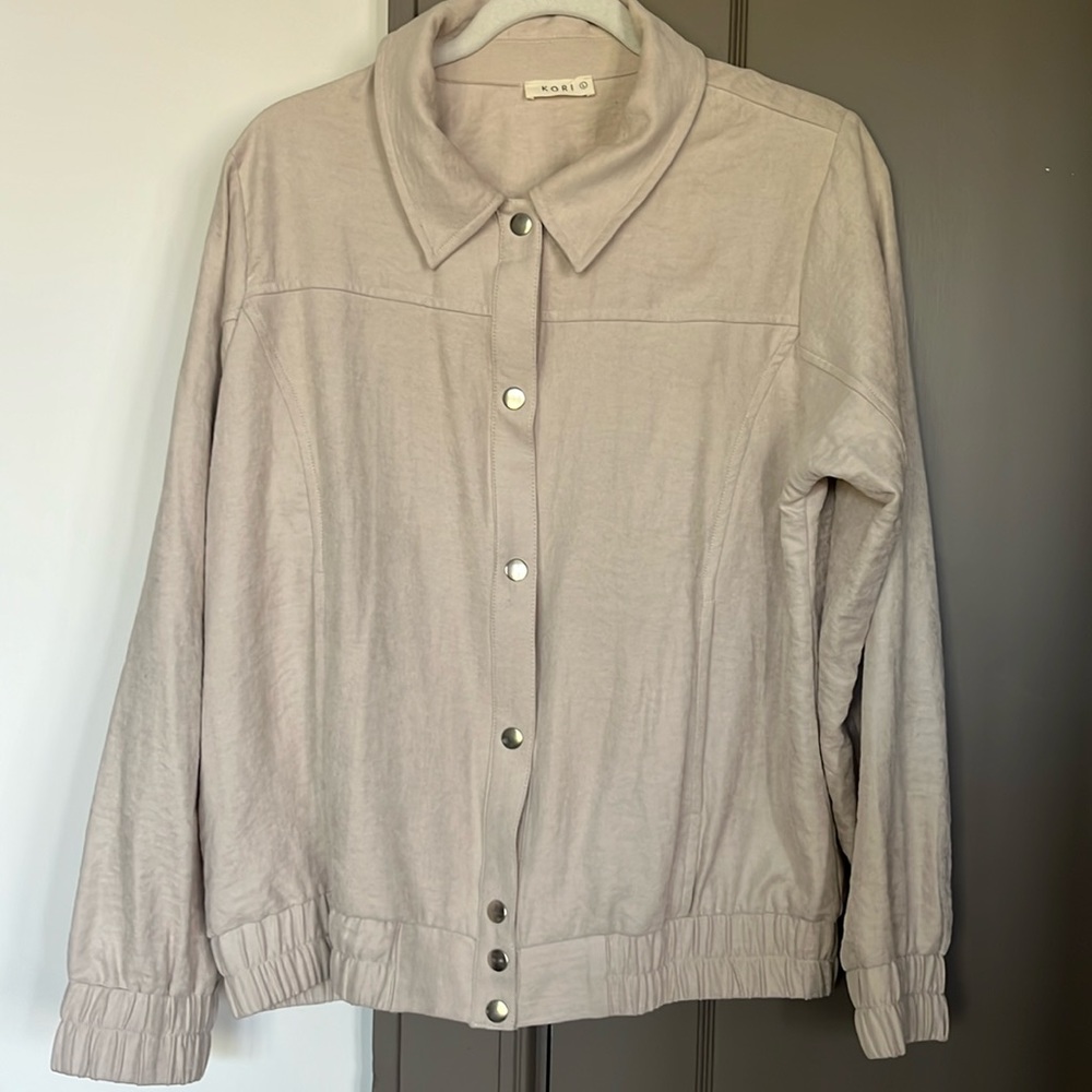 Kori Peach Skin snap button jacket in color Birch size L